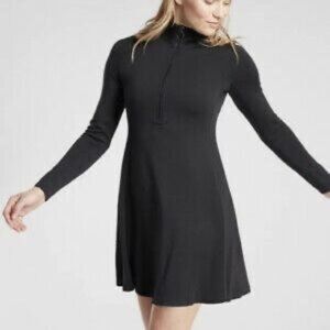 Athleta Dress Deep Dive Long Sleeve Mock Neck Quarter Zip Black XXS